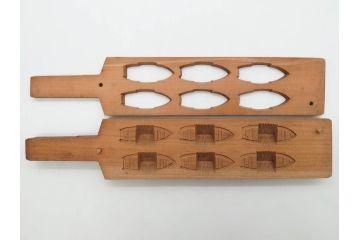 アンティーク雑貨　羽子板型　菓子型9点セット(菓子木型、木製、乱菊、九重菊、うたかた、観世水、舟、撫子、ナデシコ、花)(R-074806)