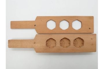 アンティーク雑貨　羽子板型　菓子型9点セット(菓子木型、木製、乱菊、九重菊、うたかた、観世水、舟、撫子、ナデシコ、花)(R-074806)