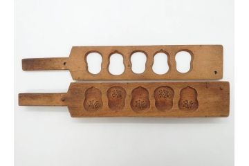 アンティーク雑貨　羽子板型　菓子型9点セット(菓子木型、木製、乱菊、九重菊、うたかた、観世水、舟、撫子、ナデシコ、花)(R-074806)
