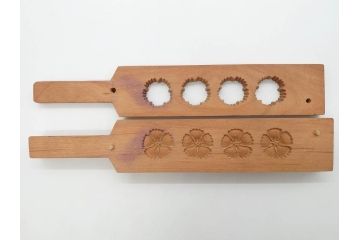 アンティーク雑貨　羽子板型　菓子型9点セット(菓子木型、木製、乱菊、九重菊、うたかた、観世水、舟、撫子、ナデシコ、花)(R-074806)