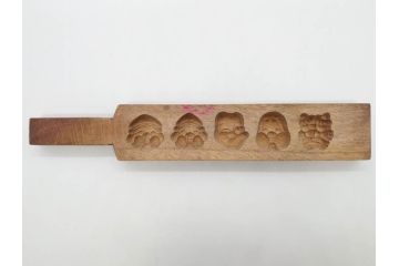 アンティーク雑貨　羽子板型　菓子型15点セット(菓子木型、木製、大黒天、ひょっとこ、おかめ、鬼、牡丹、菊菱)(R-074807)