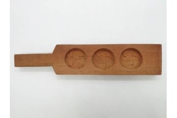 アンティーク雑貨　羽子板型　菓子型15点セット(菓子木型、木製、大黒天、ひょっとこ、おかめ、鬼、牡丹、菊菱)(R-074807)