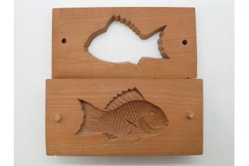 アンティーク雑貨　魚　鯛　菓子型7点セット(菓子木型、木製、鯉、タイ)(R-074808)