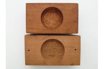 アンティーク雑貨　菓子型21点セット(菓子木型、木製、藤、梅、銀杏、イチョウ、菊、椿、ツバキ、ひまわり、向日葵、アヤメ、撫子、ナデシコ、月餅、蛤、ハマグリ、扇、桜、花)(R-074809)