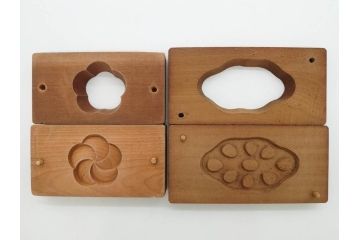 アンティーク雑貨　菓子型21点セット(菓子木型、木製、藤、梅、銀杏、イチョウ、菊、椿、ツバキ、ひまわり、向日葵、アヤメ、撫子、ナデシコ、月餅、蛤、ハマグリ、扇、桜、花)(R-074809)