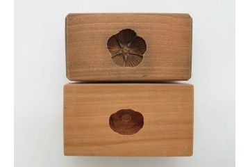 アンティーク雑貨　菓子型24点セット(菓子木型、木製、亀甲、福寿草、菊、桃、もも、モモ、桜、楓、おたふく、ひさご、梅、撫子、ナデシコ、コスモス、アヤメ、花)(R-074810)
