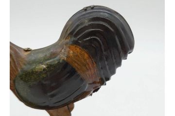 ジャンク品　戦前　ブリキのおもちゃ　鶏にエサをあげる少年　東洋堂　日本製(ゼンマイ式玩具、にわとり、ニワトリ、鳥、当時物)(R-074812)