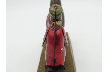 ジャンク品　戦前　ブリキのおもちゃ　鶏にエサをあげる少年　東洋堂　日本製(ゼンマイ式玩具、にわとり、ニワトリ、鳥、当時物)(R-074812)