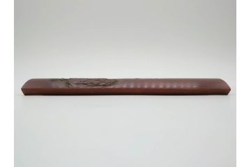 竹工芸　竹斎刀?　緻密な彫りが見事な茶合(煎茶道具、茶器、茶量、茶則、茶計、仙媒、木箱付き)(R-074813)