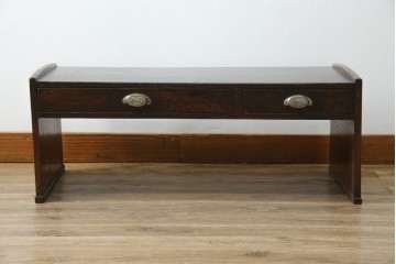 和製アンティーク　総欅(ケヤキ)材　味のある風合いが魅力の文机　(R-074843)