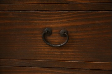 和製アンティーク　三方欅(ケヤキ)材　引き出し付きのシンプルなローボード　(R-074848)