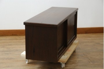 和製アンティーク　三方欅(ケヤキ)材　引き出し付きのシンプルなローボード　(R-074848)