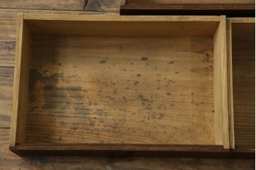 和製アンティーク　三方欅(ケヤキ)材　引き出し付きのシンプルなローボード　(R-074848)