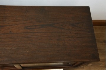 和製アンティーク　三方欅(ケヤキ)材　引き出し付きのシンプルなローボード　(R-074848)