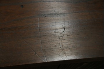 和製アンティーク　三方欅(ケヤキ)材　引き出し付きのシンプルなローボード　(R-074848)