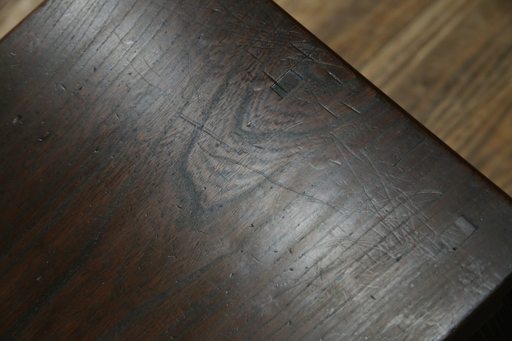 和製アンティーク　三方欅(ケヤキ)材　引き出し付きのシンプルなローボード　(R-074848)