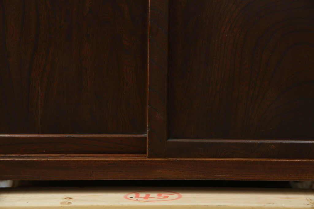 和製アンティーク　三方欅(ケヤキ)材　引き出し付きのシンプルなローボード　(R-074848)