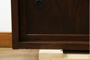 和製アンティーク　三方欅(ケヤキ)材　引き出し付きのシンプルなローボード　(R-074848)