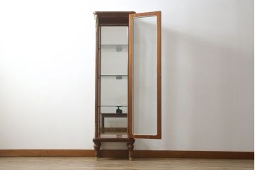中古　美品!!　MARCONI ARTE(マルコーニ アルテ)　細部まで凝ったデザインが目を惹く縦型キュリオケース(飾り棚、ガラスケース、ショーケース、コレクションケース、キャビネット)(R-074853)