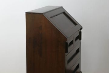 和製ビンテージ　松本民芸家具　高山式　スタイリッシュなデザインが美しいライティングビューロー(机、ワークデスク、引き出し、サイドチェスト、在宅用、在宅ワーク用、ヴィンテージ)(R-074856)