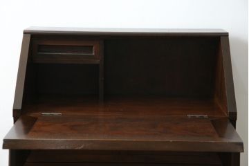 和製ビンテージ　松本民芸家具　高山式　スタイリッシュなデザインが美しいライティングビューロー(机、ワークデスク、引き出し、サイドチェスト、在宅用、在宅ワーク用、ヴィンテージ)(R-074856)