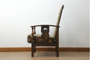 中古　ナラ材　レトロな雰囲気漂うリクライニングチェア(アームチェア、1人掛け、一人掛け、1P、椅子、イス)(R-074857)