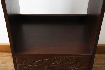和製ビンテージ　品のある佇まいが魅力の彫刻入り電話台(サイドテーブル、サイドキャビネット、引き出し、ヴィンテージ)(R-074860)