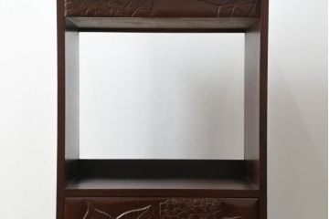 和製ビンテージ　品のある佇まいが魅力の彫刻入り電話台(サイドテーブル、サイドキャビネット、引き出し、ヴィンテージ)(R-074860)