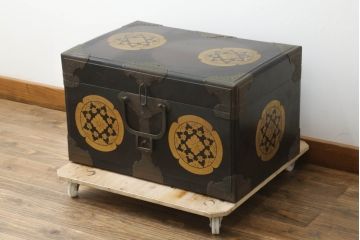 和製アンティーク　時代の流れを感じさせる昔ながらの挟み箱(時代箱、収納箱)(R-074861)