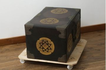 和製アンティーク　時代の流れを感じさせる昔ながらの挟み箱(時代箱、収納箱)(R-074861)