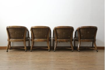 中古　DREXEL HERITAGE(ドレクセルヘリテイジ)　Grand Villa(グランドヴィラ)　くつろぎの時間を演出するキャスター付きアームチェア4脚セット(椅子、イス、ダイニングチェア)(R-074862)