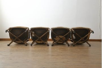 中古　DREXEL HERITAGE(ドレクセルヘリテイジ)　Grand Villa(グランドヴィラ)　くつろぎの時間を演出するキャスター付きアームチェア4脚セット(椅子、イス、ダイニングチェア)(R-074862)