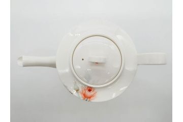 オールドノリタケ　NORITAKE　薔薇文様のデザインが上品な印象を与えるティーセット(バラ、ティーカップ&ソーサー6客、ティーポット、シュガーポット、ミルクポット、クリーマー、C&S、洋食器)(R-074867)