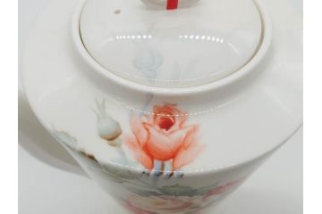 オールドノリタケ　NORITAKE　薔薇文様のデザインが上品な印象を与えるティーセット(バラ、ティーカップ&ソーサー6客、ティーポット、シュガーポット、ミルクポット、クリーマー、C&S、洋食器)(R-074867)