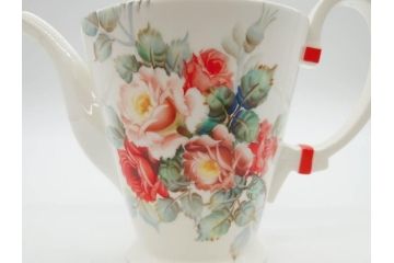 オールドノリタケ　NORITAKE　薔薇文様のデザインが上品な印象を与えるティーセット(バラ、ティーカップ&ソーサー6客、ティーポット、シュガーポット、ミルクポット、クリーマー、C&S、洋食器)(R-074867)