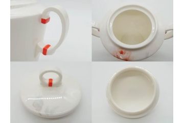 オールドノリタケ　NORITAKE　薔薇文様のデザインが上品な印象を与えるティーセット(バラ、ティーカップ&ソーサー6客、ティーポット、シュガーポット、ミルクポット、クリーマー、C&S、洋食器)(R-074867)