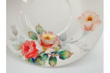 オールドノリタケ　NORITAKE　薔薇文様のデザインが上品な印象を与えるティーセット(バラ、ティーカップ&ソーサー6客、ティーポット、シュガーポット、ミルクポット、クリーマー、C&S、洋食器)(R-074867)