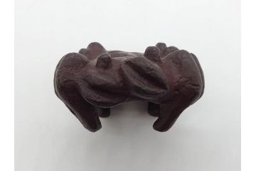 釜師　畠春斎　蟹　蓋置　鉄製　約274g(茶道具、茶器、煎茶道具、かに、カニ、共箱付き)(R-074874)