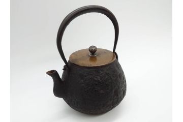 大正〜昭和初期　銀つまみ　重厚感のある佇まいが魅力の鉄瓶(湯沸、湯瓶、茶道具、茶器)(R-074875)