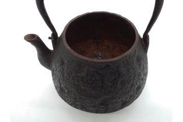 大正〜昭和初期　銀つまみ　重厚感のある佇まいが魅力の鉄瓶(湯沸、湯瓶、茶道具、茶器)(R-074875)