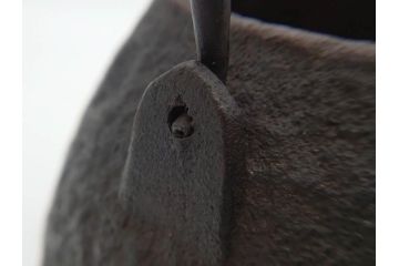 大正〜昭和初期　銀つまみ　重厚感のある佇まいが魅力の鉄瓶(湯沸、湯瓶、茶道具、茶器)(R-074875)
