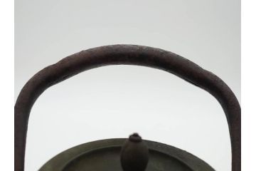明治〜大正　龍文堂造　丁寧な意匠ながらも迫力のある鉄瓶(獣口、花唐草、湯沸、湯瓶、茶道具、茶器)(R-074876)