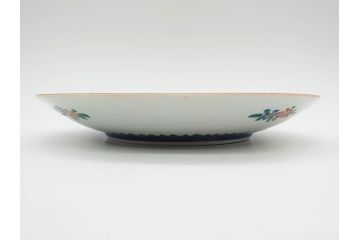 明治　九谷　花鳥風景　窓絵　唐草図　角福　中皿&小皿&ぐい呑み&そば猪口2客　丁寧に描かれた色絵が素敵な5点セット(蕎麦猪口、酒器、おちょこ、湯呑み、湯のみ、和皿、和食器)(R-074879)
