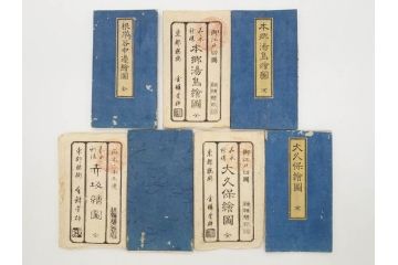 嘉永　木版画　尾張屋清七版　青山　麻布　目黒　巣鴨　日本橋　赤坂　浅草など　江戸切絵図27冊セット(古地図、和本、古書、木箱付き)(R-074880)