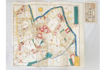 嘉永　木版画　尾張屋清七版　青山　麻布　目黒　巣鴨　日本橋　赤坂　浅草など　江戸切絵図27冊セット(古地図、和本、古書、木箱付き)(R-074880)