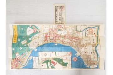嘉永　木版画　尾張屋清七版　青山　麻布　目黒　巣鴨　日本橋　赤坂　浅草など　江戸切絵図27冊セット(古地図、和本、古書、木箱付き)(R-074880)