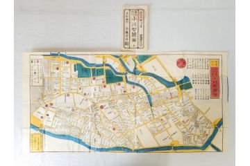 嘉永　木版画　尾張屋清七版　青山　麻布　目黒　巣鴨　日本橋　赤坂　浅草など　江戸切絵図27冊セット(古地図、和本、古書、木箱付き)(R-074880)