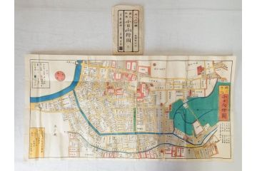 嘉永　木版画　尾張屋清七版　青山　麻布　目黒　巣鴨　日本橋　赤坂　浅草など　江戸切絵図27冊セット(古地図、和本、古書、木箱付き)(R-074880)