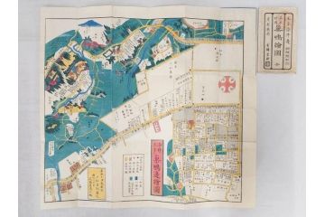嘉永　木版画　尾張屋清七版　青山　麻布　目黒　巣鴨　日本橋　赤坂　浅草など　江戸切絵図27冊セット(古地図、和本、古書、木箱付き)(R-074880)