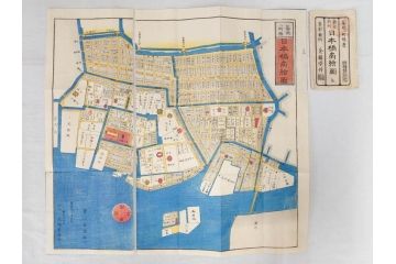 嘉永　木版画　尾張屋清七版　青山　麻布　目黒　巣鴨　日本橋　赤坂　浅草など　江戸切絵図27冊セット(古地図、和本、古書、木箱付き)(R-074880)